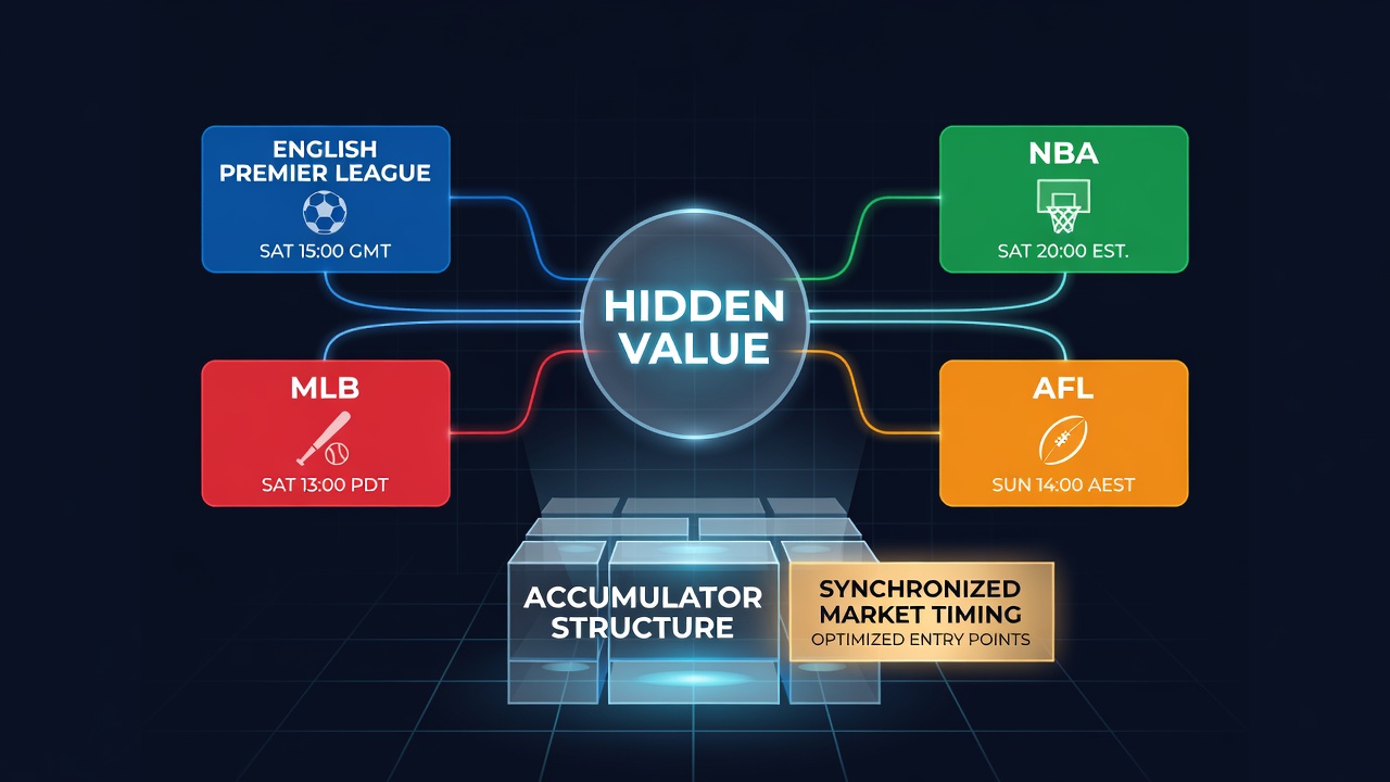 Illustration of overlapping sports league schedules and accumulator betting markets