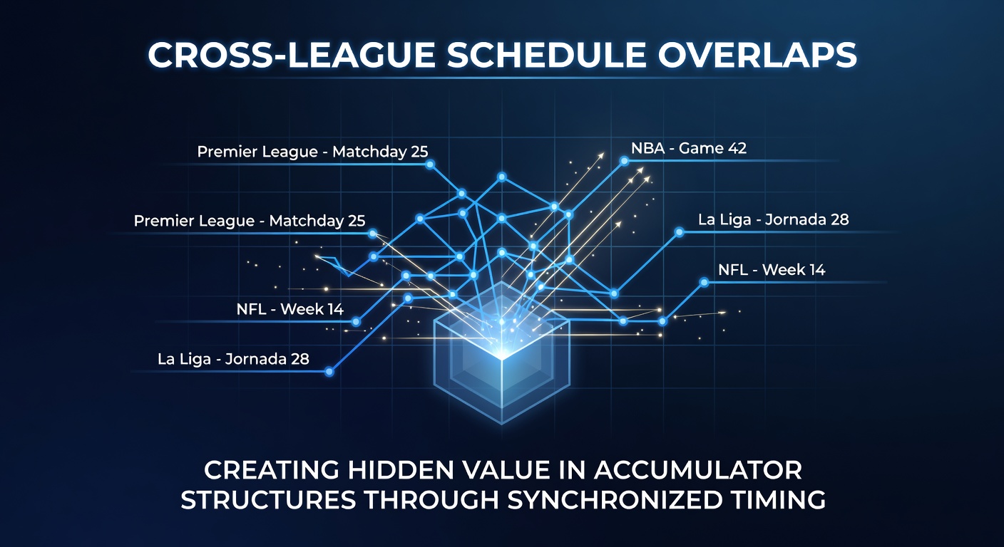 Sports betting interface showing synchronized multi-league accumulator selections