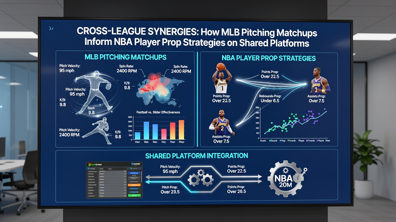 NBA player taking a shot with integrated MLB-derived fatigue analytics displayed on a betting terminal