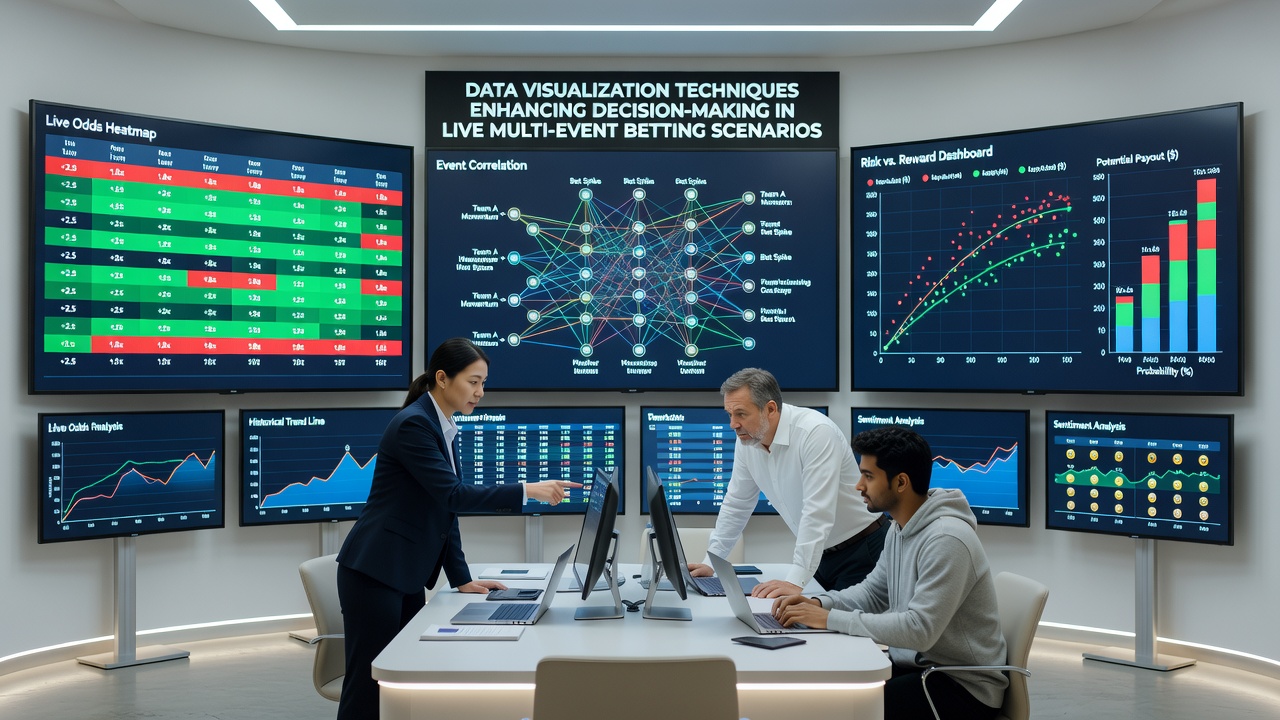 Correlation matrix and timeline visualizations tracking live odds adjustments across parallel sporting events