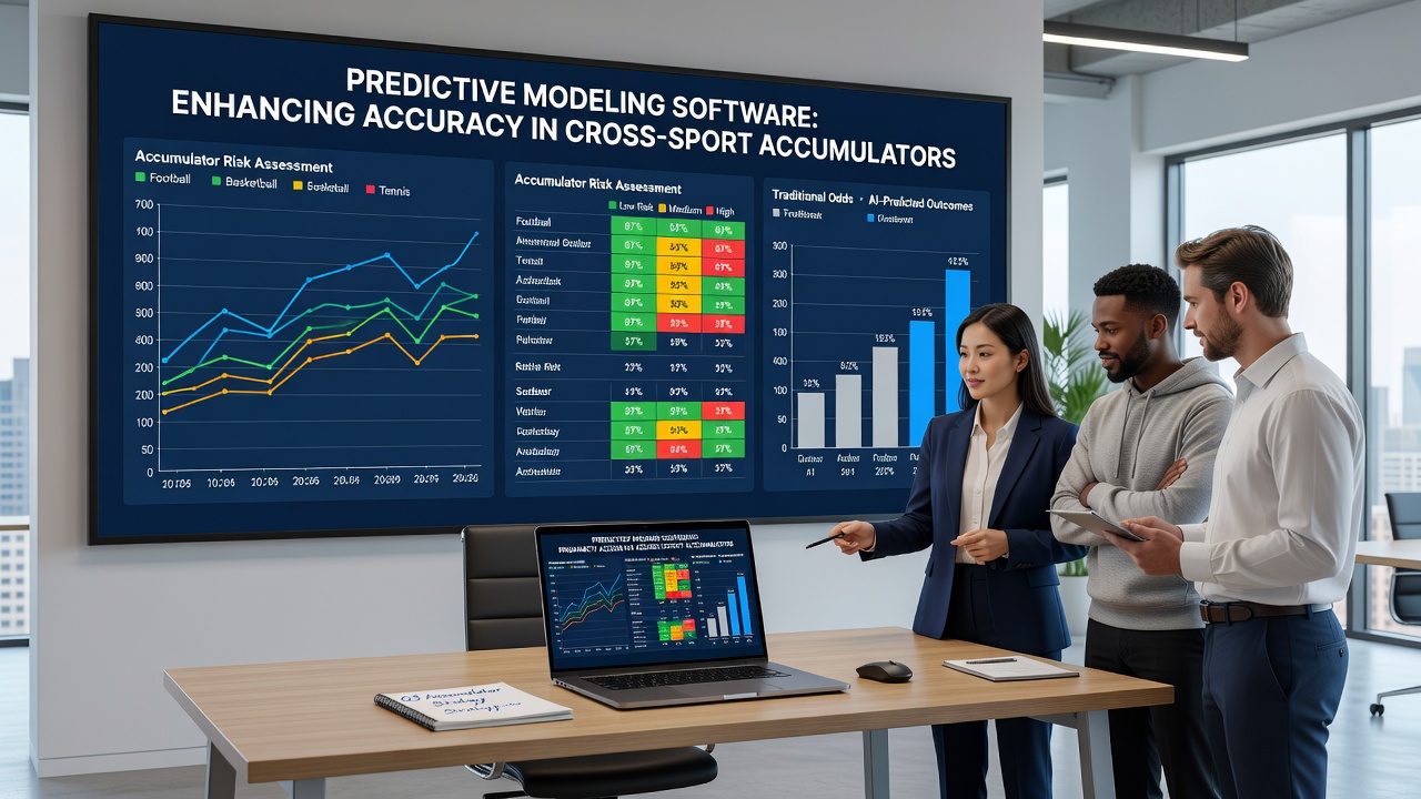 Dashboard showing accumulator probability adjustments across NFL, soccer, and tennis events