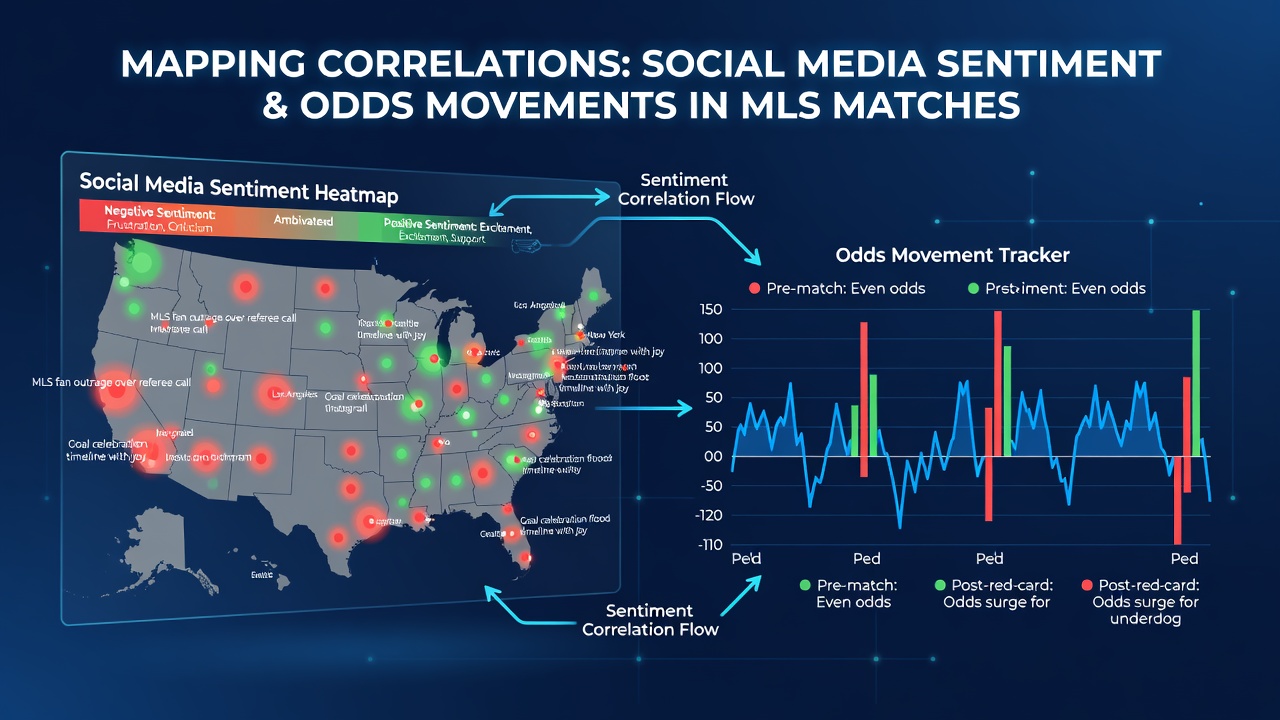 Data visualization showing social media sentiment trends overlaid with MLS odds movements during a 2026 matchweek