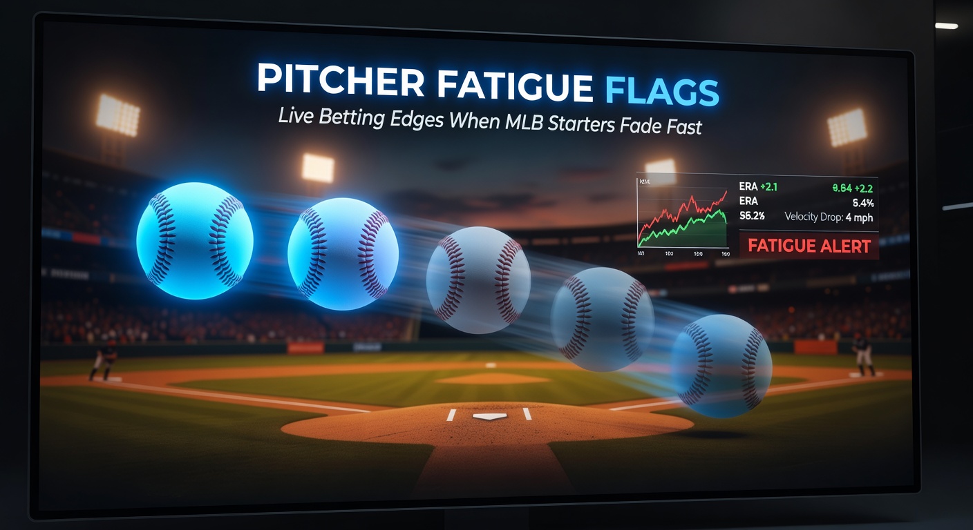 MLB pitcher winding up on the mound during a tense inning, sweat visible under stadium lights
