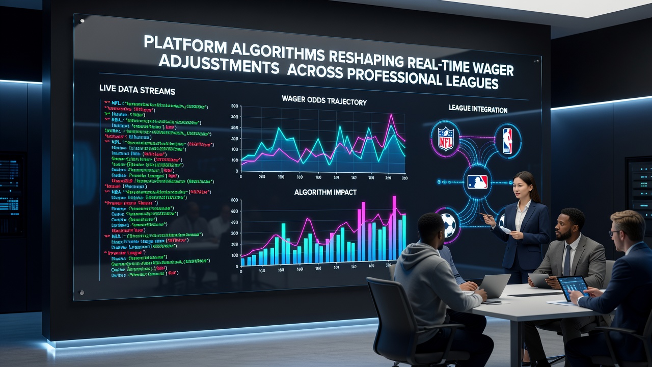 Close-up view of algorithmic dashboards displaying real-time wager adjustments during professional league events