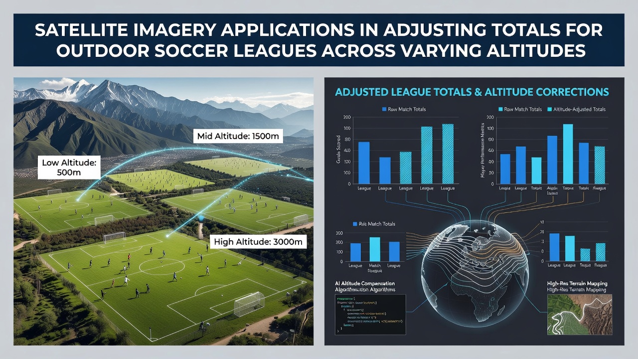 Satellite view of high-altitude soccer stadium with surrounding terrain data overlay