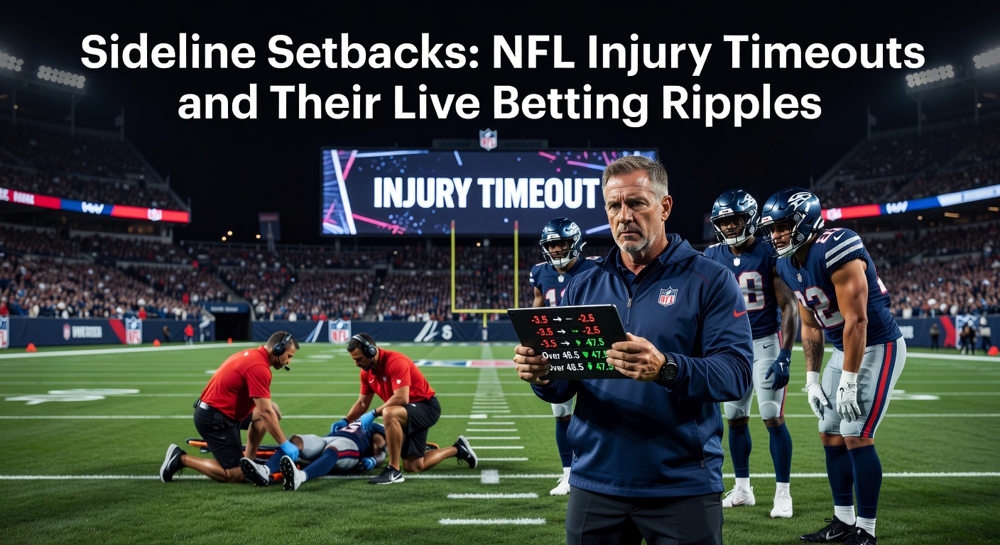 NFL player on sideline receiving medical attention during a game, highlighting injury timeouts
